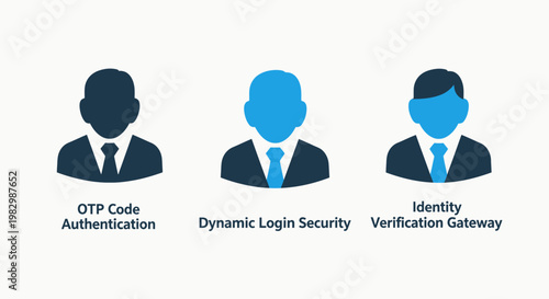 Set of cybersecurity and digital identity authentication icons with cybersecurity identity authentication verification security protection business software biometric connection information
