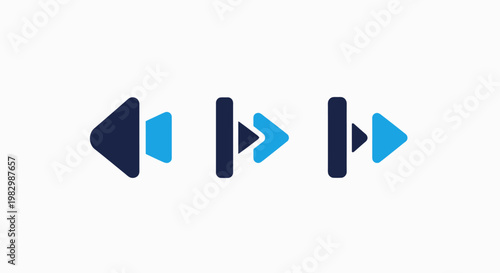 Set of media playback and navigation control icons with playback navigation interface direction multimedia software application interaction experience creative