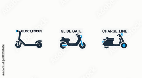 Electric scooter and micro mobility transport icons with transport electric mobility transportation technology delivery lifestyle traveler sustainable navigation tracking illustration