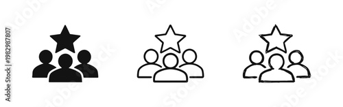 Team Leader Icon Set with Featured Star Symbol
