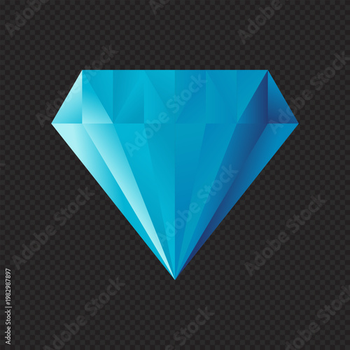 Diamond isolated on black background. Flat style diamond. Diamond Shapes gemstone. Vector illustration