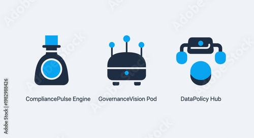 Compliance auto engine governance digital hub icons with compliance governance technology business management regulation automation connection internet communication information software