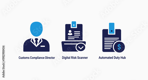 Business compliance icons: corporate governance digital risk automated duties with business compliance corporate governance director automated security management strategy workflow document