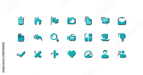 Iconoe 21 unique User interface icon set with media related icons