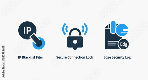 Icons for ip blocklist secure connection lock app security log blocklist connection security cybersecurity protection internet information prevention firewall encryption computer