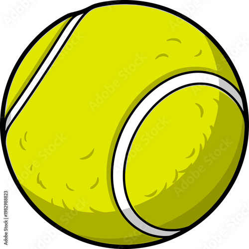 Bright yellow tennis ball with fuzzy texture