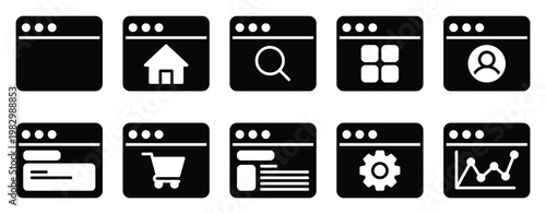 Website icon set solid mix style for web interface navigation dashboard and digital design
