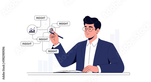 Businessman analyzing insights and data for business growth and strategy
