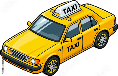 Classic yellow taxi cab for urban city transport