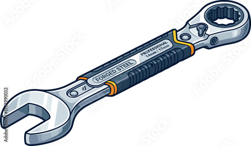 Forged steel combination ratchet wrench for mechanical repairs