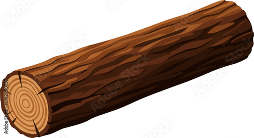 Freshly cut wooden log showing tree rings and rough bark