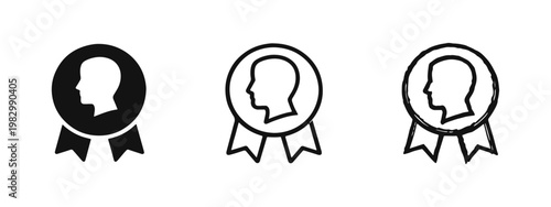 Human Head Profile Award Medal Symbol Icons
