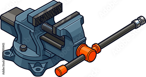 Industrial blue bench vise for workshop clamping