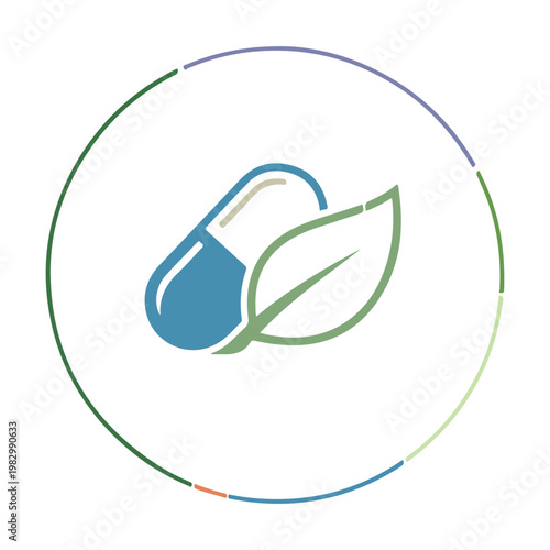 Water droplet icon with leaf silhouette in circular eco-friendly design