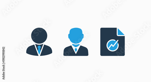 Business icons representing personnel and financial reports with human resources business personnel employees financial analysis management statistics document information illustration