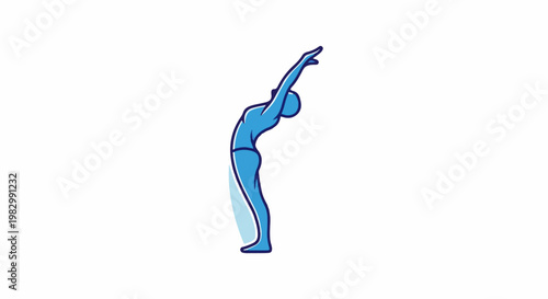 A blue silhouette of a person performing a backbend yoga pose
