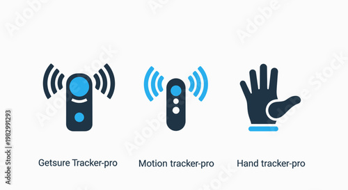 Icons representing vr controllers and hand tracking technology with augmented reality virtual reality controller recognition technology entertainment interactive interface communication