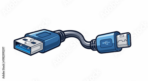A blue USB cord with a standard connector on one end and a micro USB connector on the other