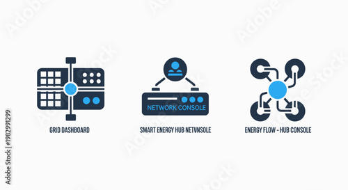 Icons for network server controller drone technology with controller technology illustration background abstract internet communication hardware software automation robotics surveillance