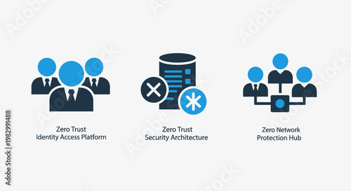 Trusted service provider zero trust security architecture zero network protection hub icons for cybersecurity data security cybersecurity provider internet technology management business