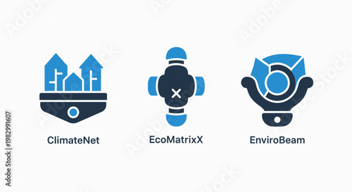 Abstract icons representing climate ecology environmental solutions and systems eco friendly environment sustainability solution pollution conservation protection renewable innovation