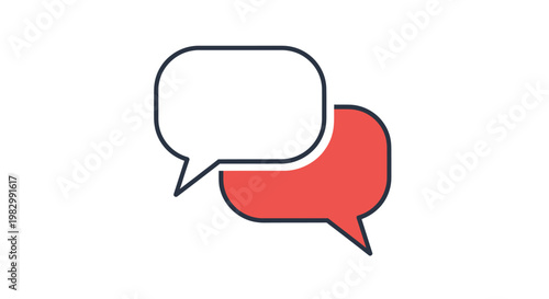 Two speech bubble icons representing online chat and communication isolated on white background.