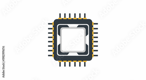 A minimalistic illustration of a computer processor microchip.