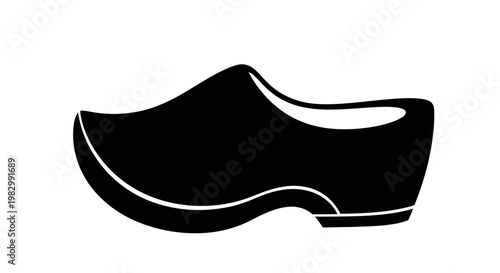 Traditional Dutch Wooden Shoe Icon on White Background