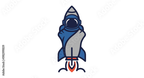 Astronaut in a rocket launching into space