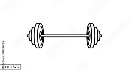 Simple barbell icon, gym equipment, fitness vector art on white background
