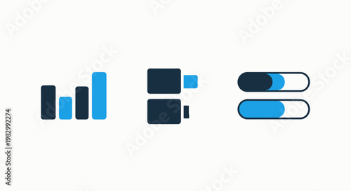 Abstract data visualization UI icons for performance bar charts progress indicators and loading status interface with visualization progress indicator performance interface dashboard analysis
