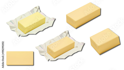 Five yellow butter blocks on with some wrapped