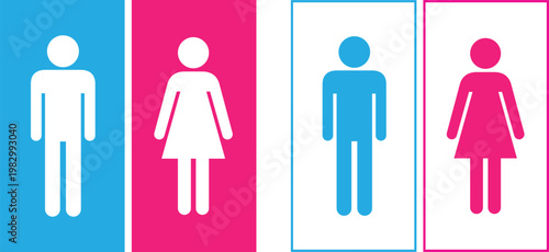 Toilet gender restroom sign icon set featuring male and female symbols