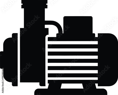 Industrial electric water pump machine silhouette icon for engineering vector illustration