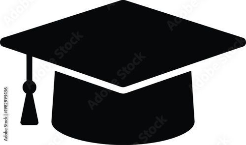 Minimalist academic graduation cap silhouette icon for educational design vector illustration