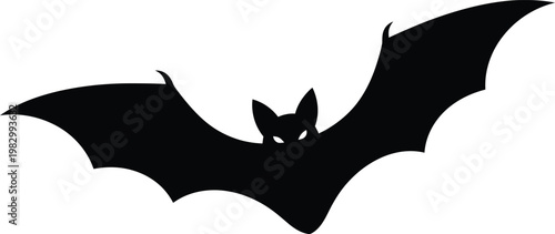 Minimalist black silhouette of a flying bat for Halloween vector illustration