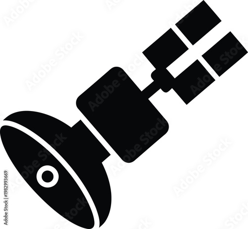 Minimalist communication satellite icon for modern space technology vector illustration