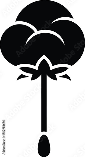 Minimalist cotton flower icon for agricultural and textile industry vector illustration