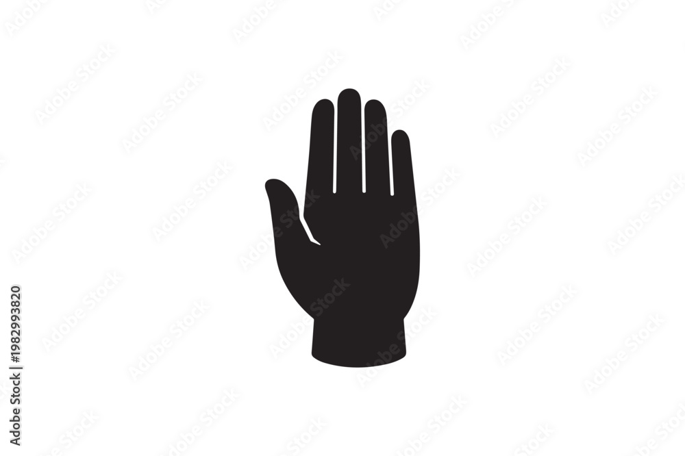 Obraz premium Stop Palm Hand Silhouette Icon, Warning Gesture Vector