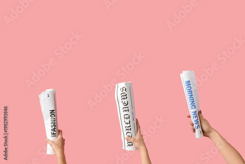 Women with rolled newspaper...