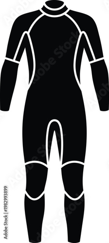 Minimalist graphic icon of professional scuba diving thermal wetsuit vector illustration