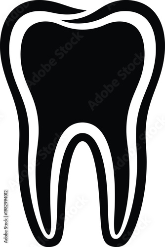 Minimalist graphic silhouette of a human molar tooth vector illustration