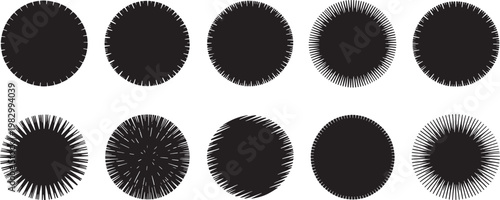 Black and white line collection of circular and spherical decorative line circles spheres decorative isolated