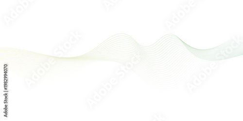 Abstract background with green wavy lines illustration, abstract vector green wave melody lines on white background, minimal tech web with green lines and light points on a white background,