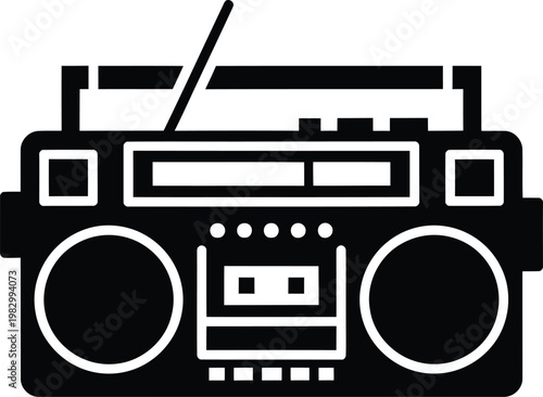 Minimalist graphic silhouette of a vintage 1980s portable stereo vector illustration
