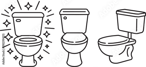 Black and white line of three coffee cups with saucers, isolated on white background, coffee cup saucer, three coffee cups