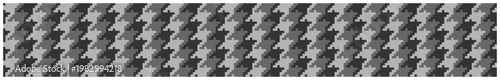 Monochrome grey and black houndstooth seamless vector border pattern.