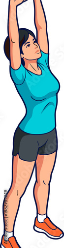 Young woman stretching her arms overhead for morning exercise