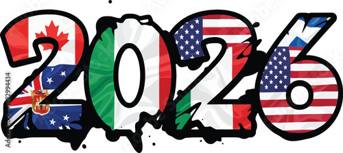 2026 fifa world cup host nation flags united states canada and mexico isolated on transparent background