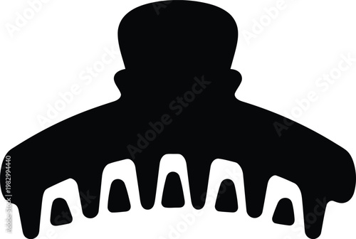 Minimalist silhouette icon of a decorative hair claw clip vector illustration
